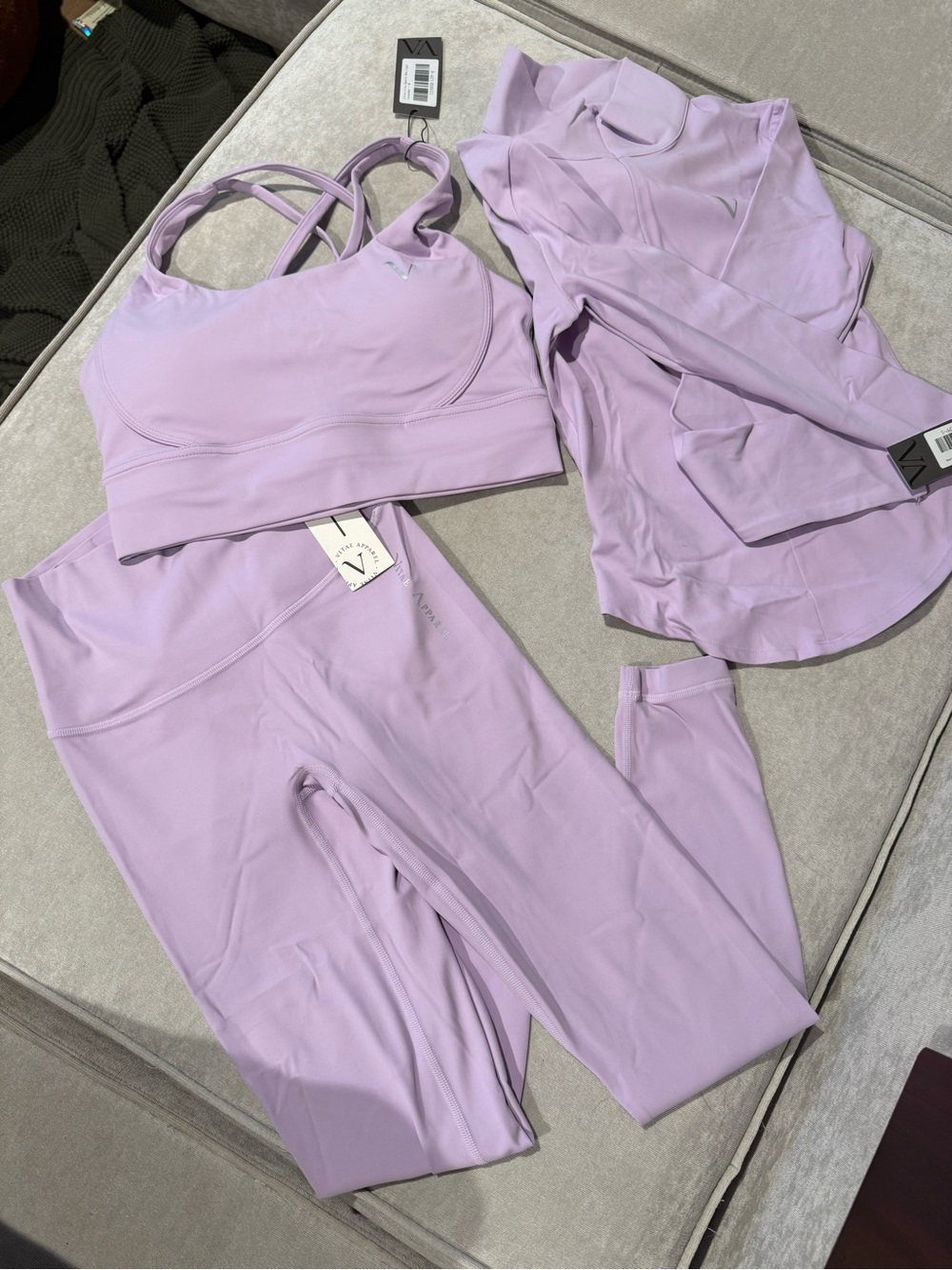 Vitae Apparel Lilac fitness set- Lightweight Bra, leggings and Full zip NWT